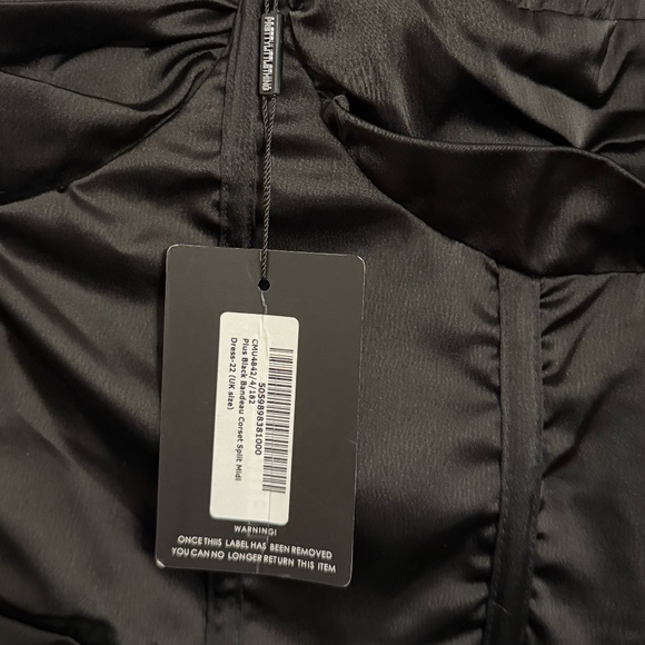 PLUS BLACK BANDEAU CORSET SPLIT MIDI DRESS - Picture 6 of 7